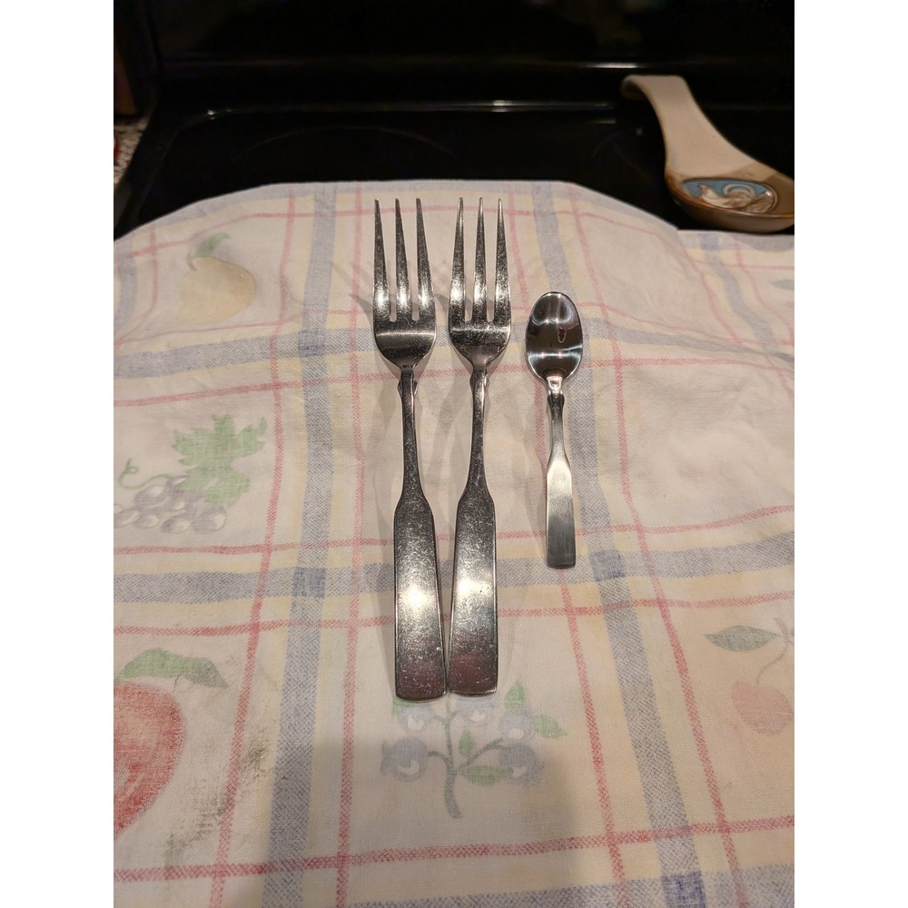 Vintage Brandware 285 Tiny Spoon and 2 Dinner Forks Flatware Set Stainless Steel